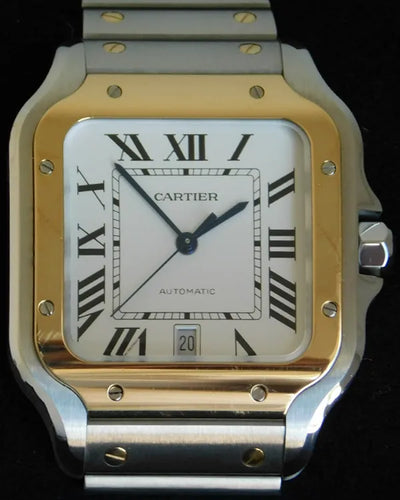 2022 Cartier Santos De Cartier 39.8MM Silver Dial Two-Tone Bracelet (W2SA0009)