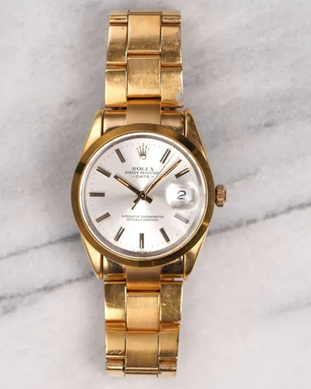 Rolex Oyster Perpetual 34MM Silver Dial Gold-Plated Oyster Bracelet (15505)