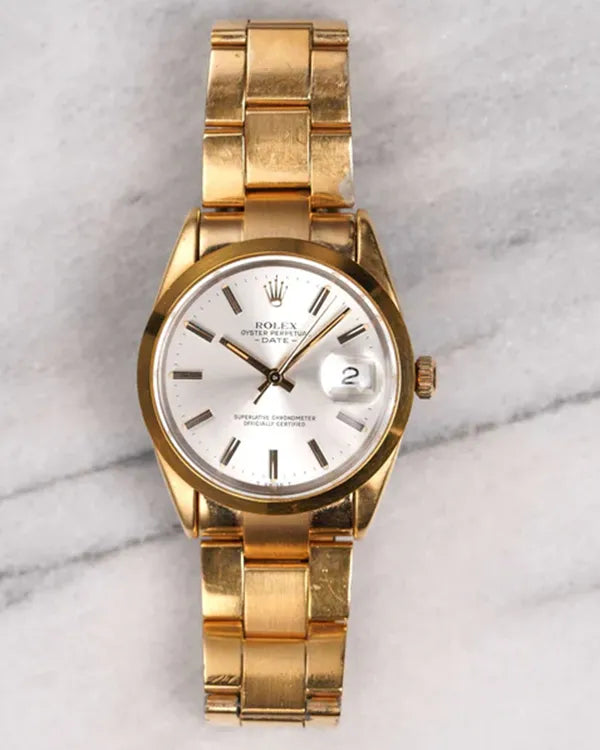 Rolex Oyster Perpetual 34MM Silver Dial Gold-Plated Oyster Bracelet (15505)