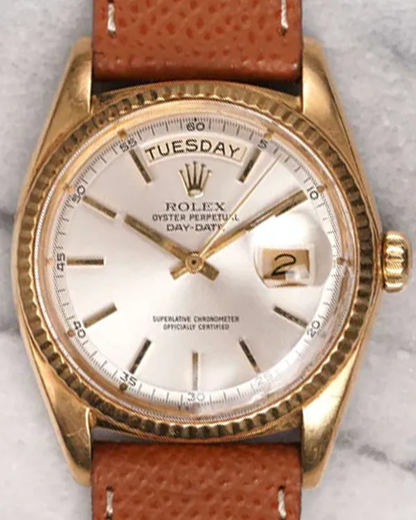 Rolex Day-Date 36MM Silver Dial Leather Strap (1803)