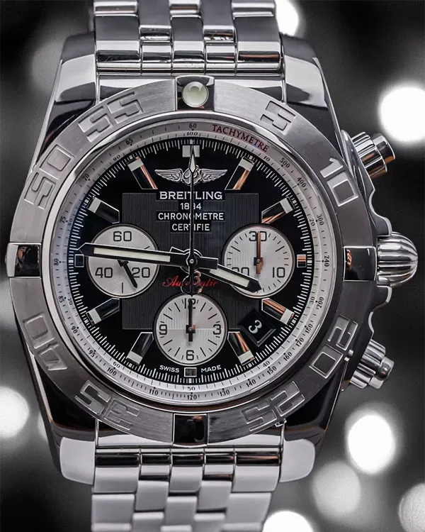Breitling Chronomat 44MM Black Dial Steel Bracelet (AB011011/B967)