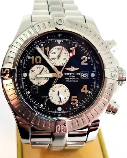 Breitling Super Avenger 48MM Black Dial Steel Bracelet (A13370)