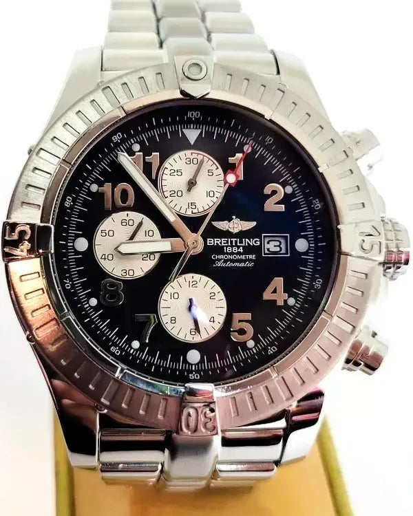 Breitling Super Avenger 48MM Black Dial Steel Bracelet (A13370)