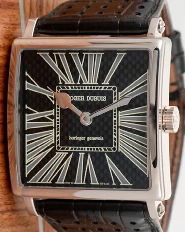 Roger Dubuis Golden Square 43MM Carbon Fiber Dial Leather Strap (G43 57 0K9.7S)