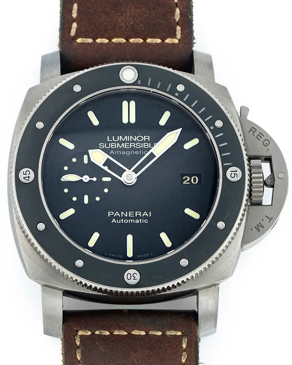 2017 Panerai Luminor Submersible 1950 3 Days 47MM Black Dial Leather Strap (PAM00389)