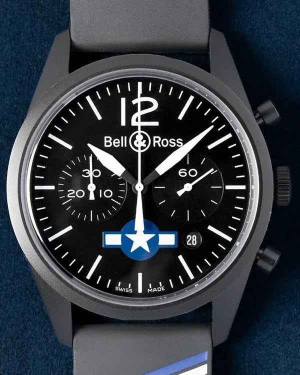 Bell & Ross BR 126 "Air Force Insignia" 41MM Black Dial Rubber Strap (BR126-94-SC)