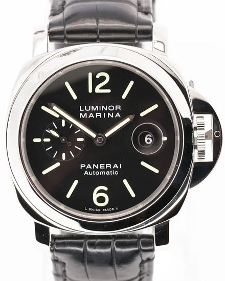 No Reserve - 2010 Panerai Luminor Marina Automatic 44MM Black Dial Leather Strap (PAM00104)