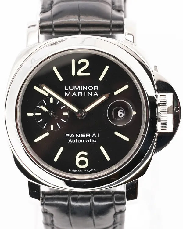 No Reserve - 2010 Panerai Luminor Marina Automatic 44MM Black Dial Leather Strap (PAM00104)