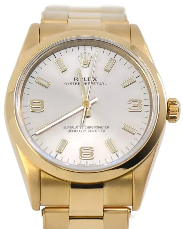 Rolex Oyster Perpetual 34MM Silver Dial Yellow Gold Oyster Bracelet (14208)