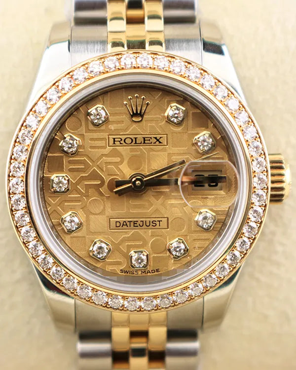 2015 Rolex Lady-Datejust 26MM Champagne "Jubilee Motif" Dial Two-Tone Jubilee Bracelet (179383)