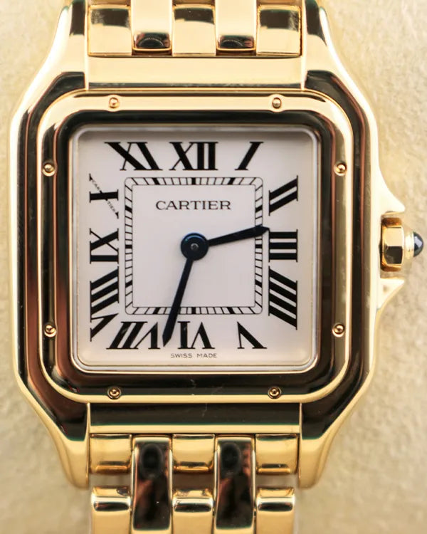 2024 Cartier Panthère De Cartier 27MM Quartz White Dial Yellow Gold Bracelet (WGPN0009)