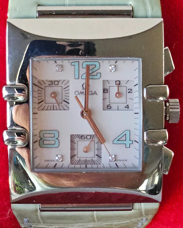 2006 Omega Constellation Quadra 34MM Quartz White Dial Leather Strap (1841.74.00)