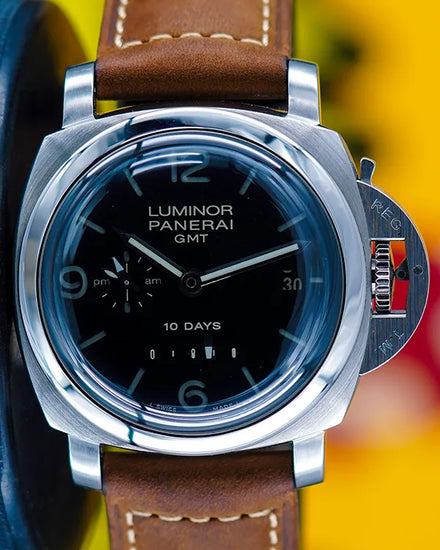 Panerai Luminor Marina 10 Days GMT 44MM Black Dial Leather Strap (PAM00270)