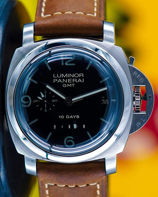 Panerai Luminor Marina 10 Days GMT 44MM Black Dial Leather Strap (PAM00270)