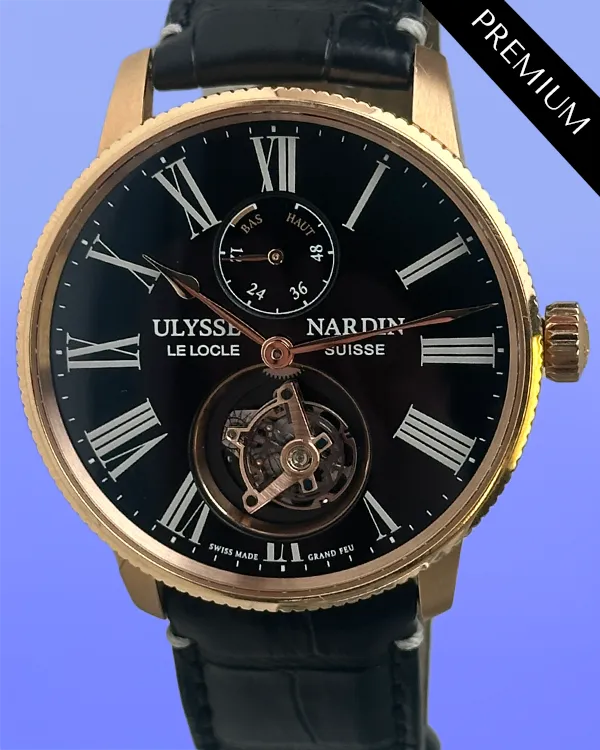 2022 Ulysse Nardin Marine Torpilleur Tourbillon L.E. 42MM Black Dial Leather Strap (1282-310)