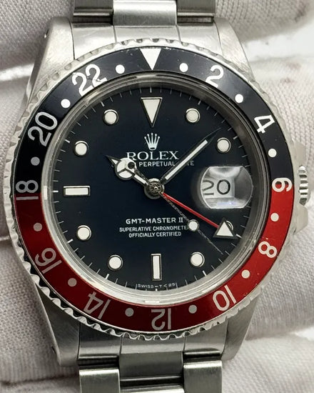 1987 (9.6 Mill Serial) Rolex GMT-Master II "Rare Vintage Fat Lady” 40MM Black Dial Oyster Bracelet (16760)