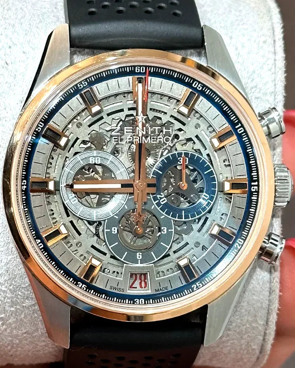 Zenith ChronomasterEl Primero 42MM Skeleton Dial Rubber Strap (51.2081.400/78.C810)