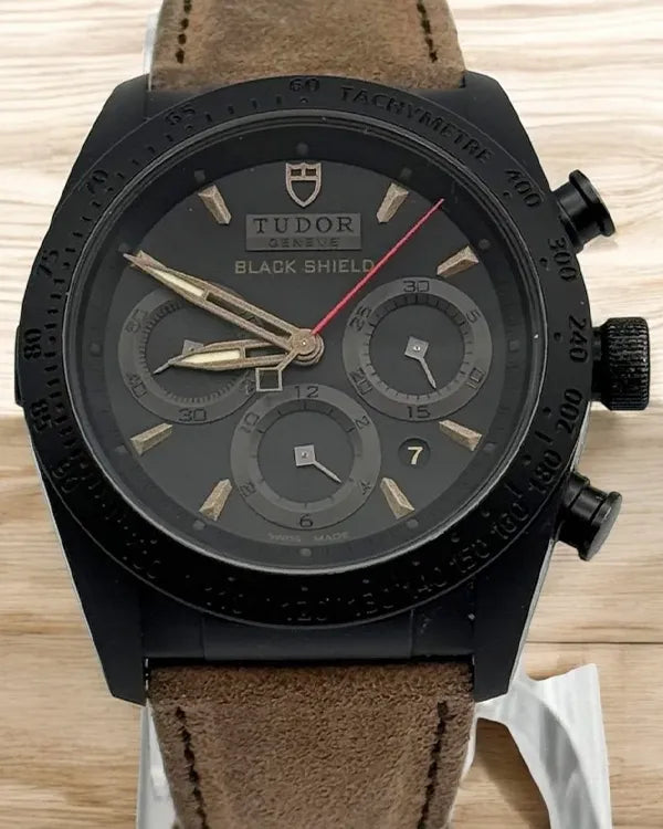 Tudor Fastrider Black Shield 42MM Black Dial Leather Strap (42000CN)