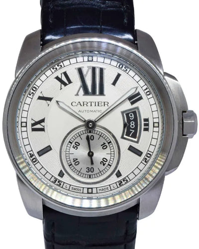 Cartier Calibre de Cartier 42MM Silver Dial Leather Strap (3299)