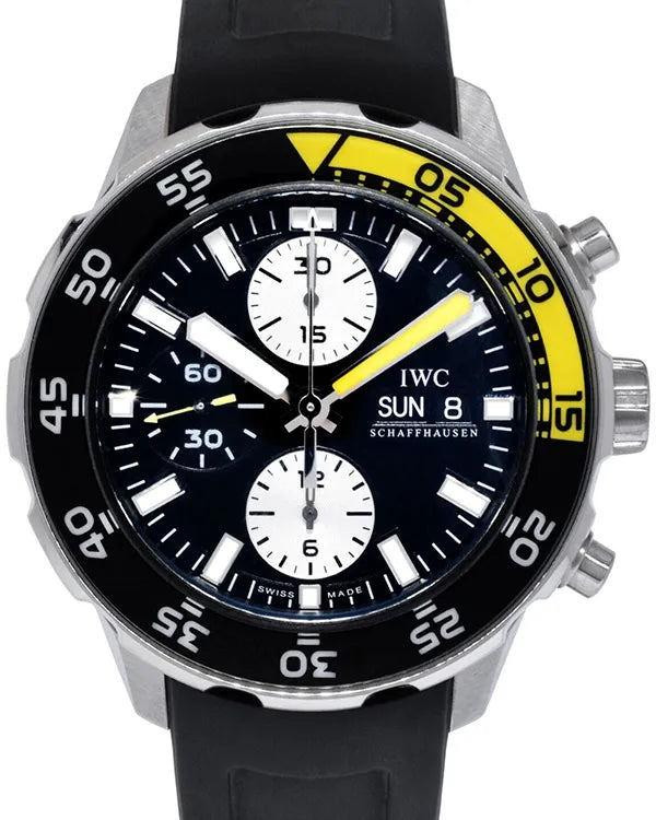 IWC Schaffhausen Aquatimer Chronograph 44MM Black Dial Rubber Strap (IW376702)