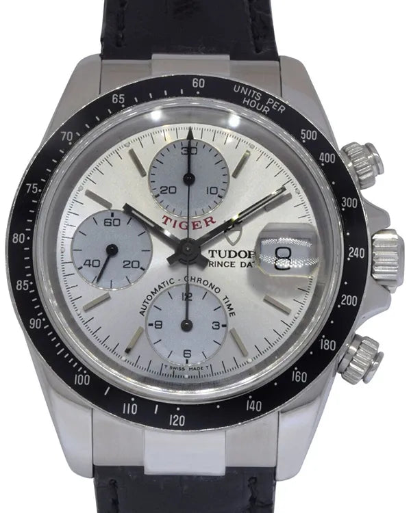 Tudor Prince Date Tiger Chrono 40MM Silver Dial Aftermarket Leather Strap (79260P)