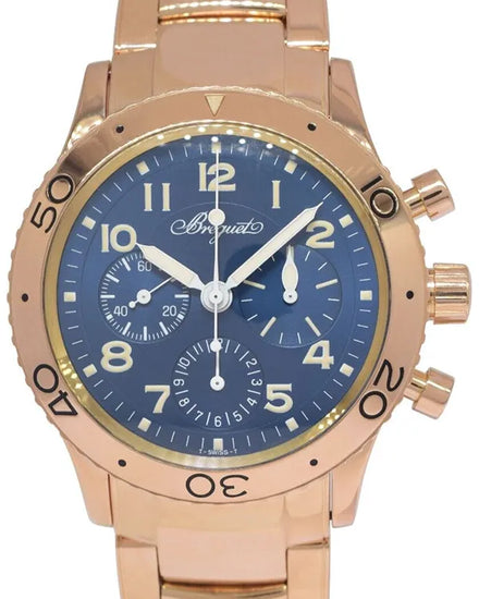 Breguet Type XXI Aeronavale Chronograph 39MM Blue Dial Rose Gold Bracelet (3800)