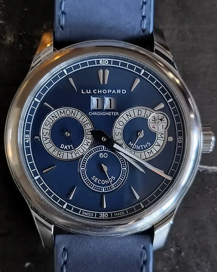 2022 Chopard L.U.C. Perpetual Twin 43MM Blue Dial Leather Strap (168561-3003)