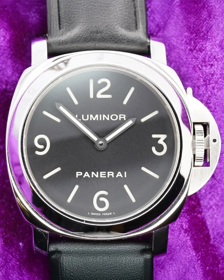 No Reserve - Panerai Luminor Base 44MM Black Dial Leather Strap (PAM00112)