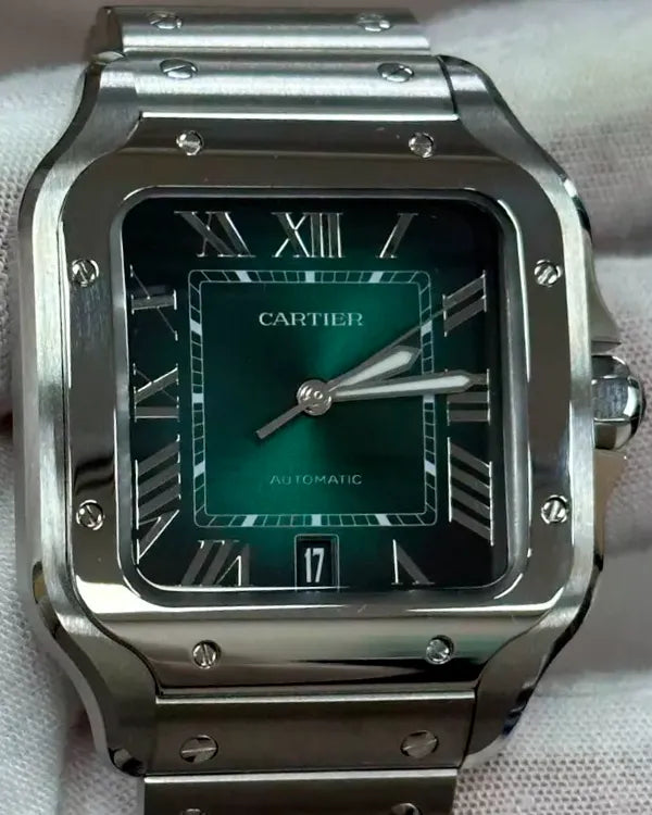 2024 Cartier Santos De Cartier 39.8MM Green Dial Steel Bracelet (WSSA0062)