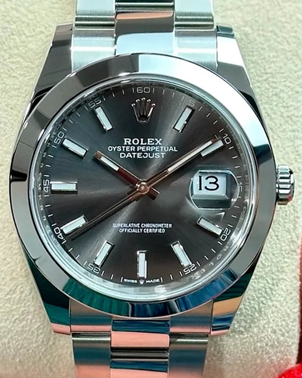 2024 Rolex Datejust 41MM Grey Rhodium Dial Oyster Bracelet (126300)