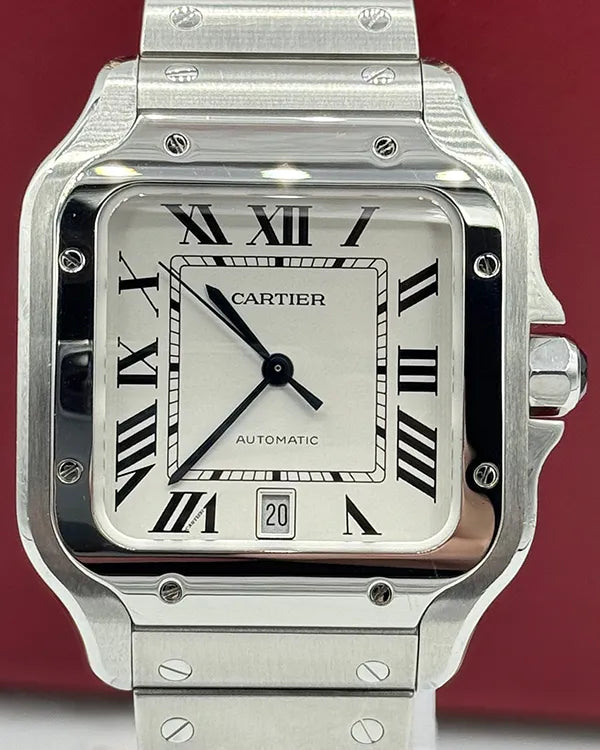 Cartier Santos De Cartier 39.8MM Silver Dial Steel Bracelet (WSSA0009)