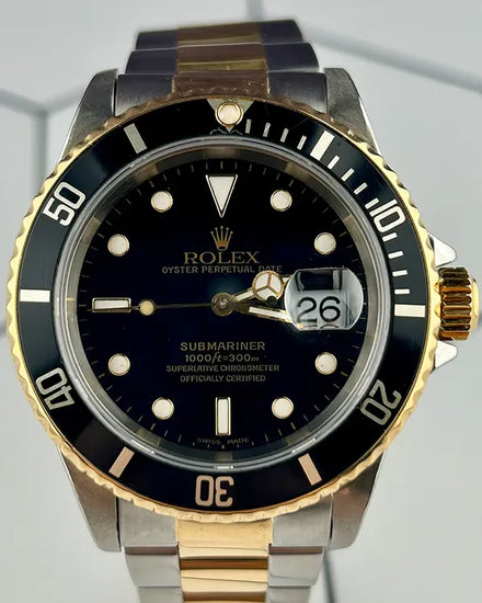 Rolex Submariner Date 40MM Black Dial Two-Tone Oyster Bracelet (16613)