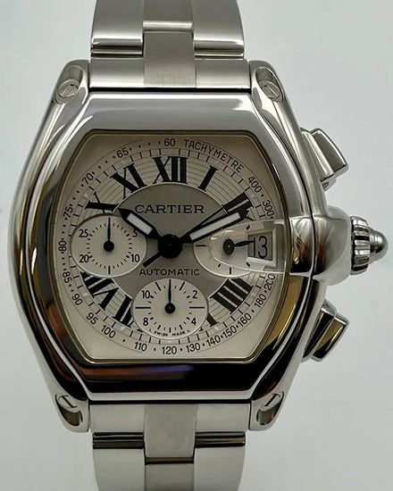 Cartier Roadster 43MM Silver Dial Steel Bracelet (2618)