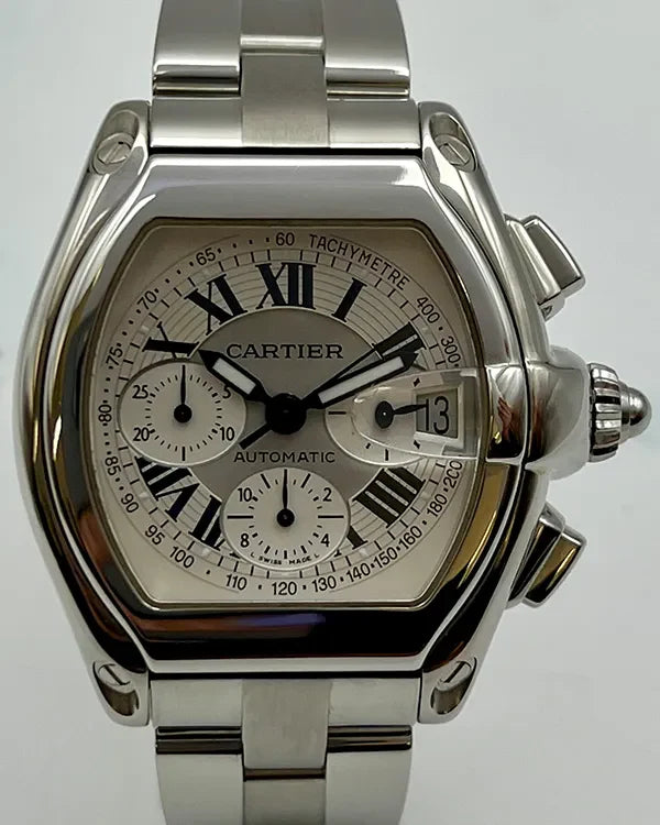 Cartier Roadster 43MM Silver Dial Steel Bracelet (2618)