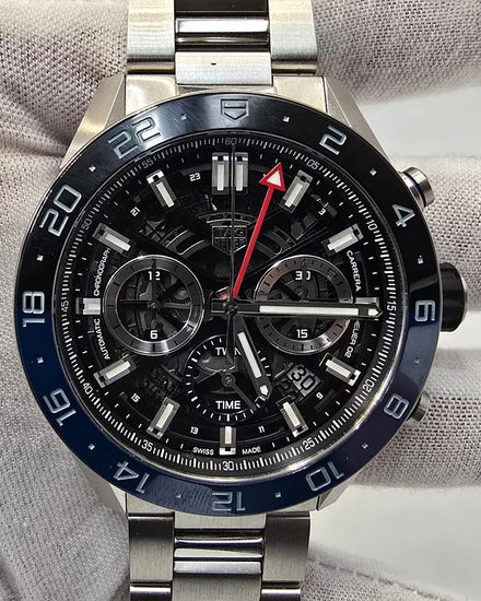 2021 Tag Heuer Carrera "Batman" 45MM Skeleton Dial Steel Bracelet (CBG2A1Z.BA0658)