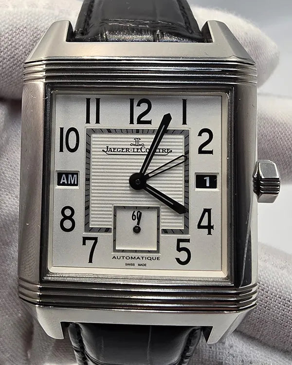 Jaeger-LeCoultre Reverso Squadra Hometime 35MM White Dial Leather Strap (230.8.77)