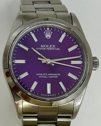 Rolex Air-King 34MM Aftermarket Purple Dial Oyster Bracelet (14000)