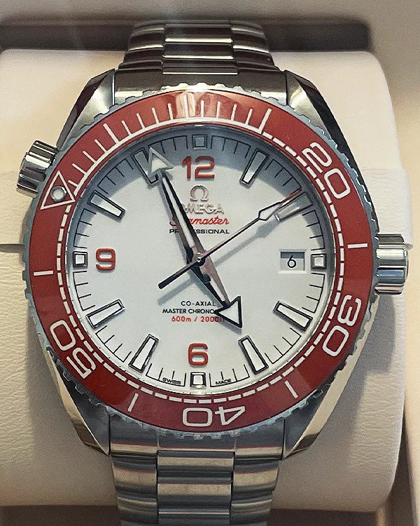No Reserve - 2025 Omega Seamaster Planet Ocean "Creamsicle" 43.5MM White Dial Steel Bracelet (215.30.44.21.04.001)