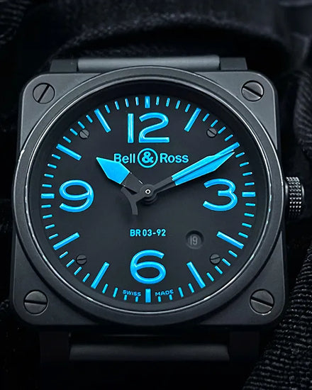 Bell & Ross BR 03 Aviation 42MM Black Dial Rubber Strap (BR03-92-S)