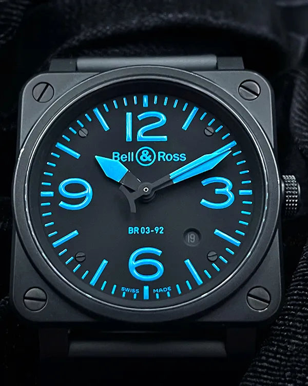 Bell & Ross BR 03 Aviation 42MM Black Dial Rubber Strap (BR03-92-S)