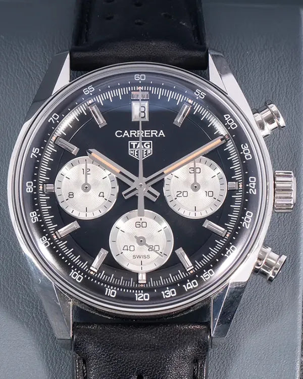 Tag Heuer Carrera 39MM Black Dial Leather Strap (CBS2210.FC6534)