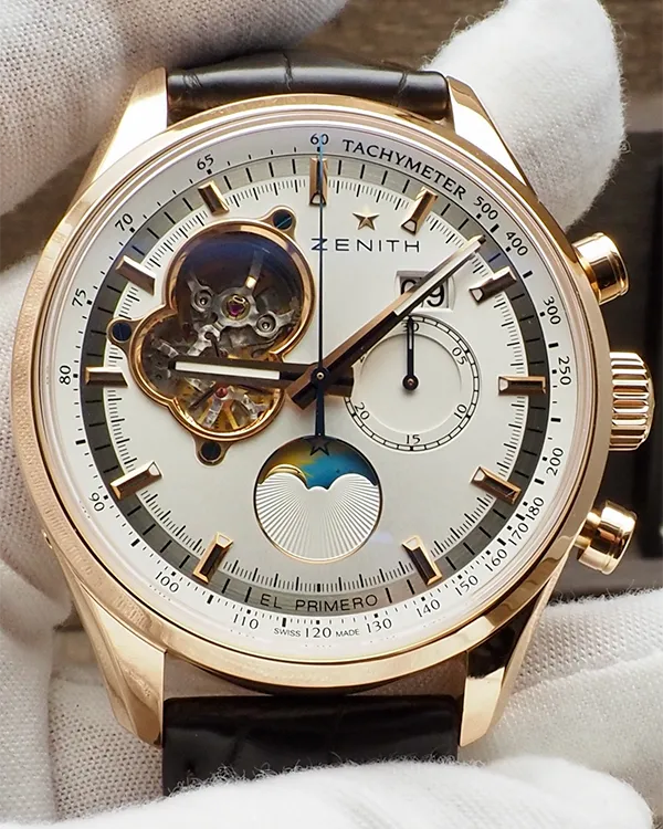 Zenith El Primero Chronomaster 45MM Silver Dial Leather Strap (18.2160.4047/01.C713)