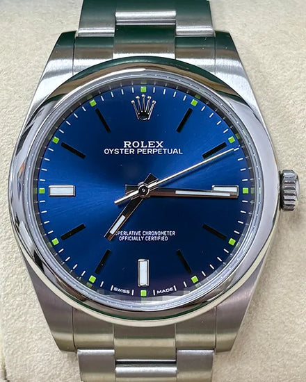 Rolex Oyster Perpetual 39MM Blue Dial Oyster Bracelet (114300)