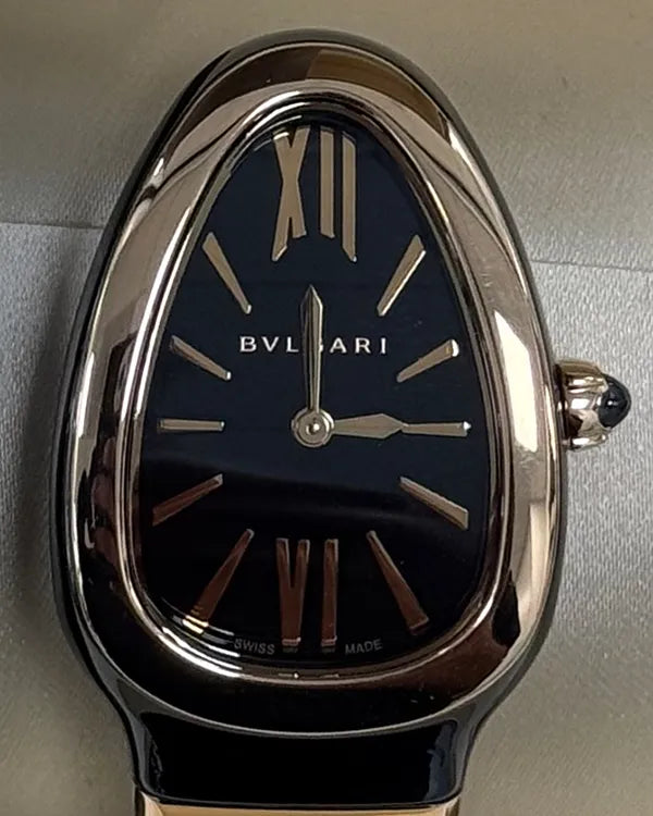 2024 Bvlgari Serpenti Spiga 35MM Black Dial Ceramic Bracelet (102735)
