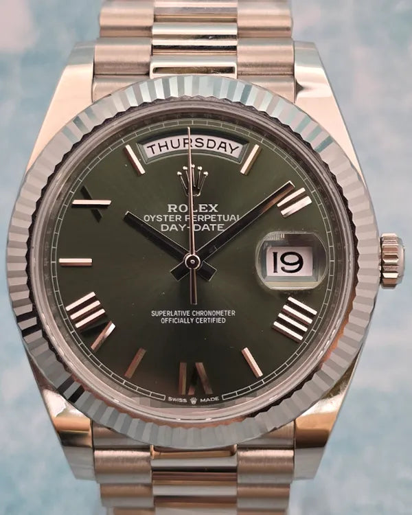 2023 Rolex Day-Date 40MM Green Dial White Gold President Bracelet (228239)