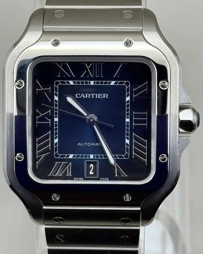 2024 Cartier Santos De Cartier 39.8MM Blue Dial Steel Bracelet (WSSA0030)