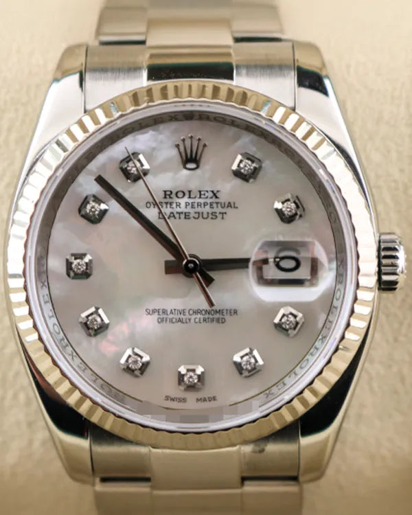 2008 (M Serial) Rolex Datejust 36MM Aftermarket Mother of Pearl Dial Jubilee Bracelet (116234)