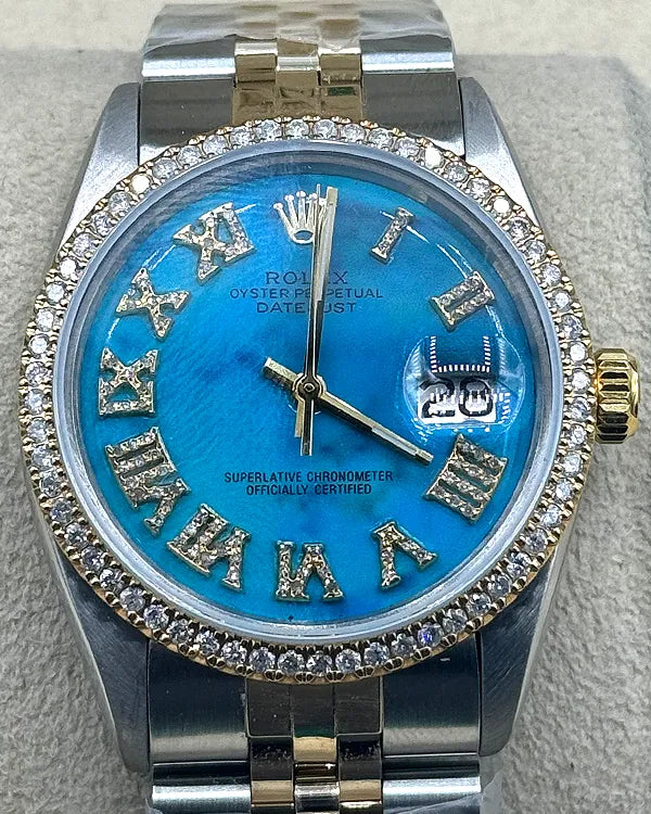Rolex Datejust 36MM Aftermarket Blue Dial Aftermarket Two-Tone Jubilee Bracelet (1601)