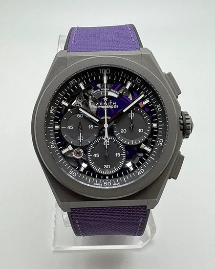 2022 Zenith Defy El Primero 21 Ultraviolet 44MM Skeleton Dial Textile/Rubber Strap (97.9001.9004/80.R922)