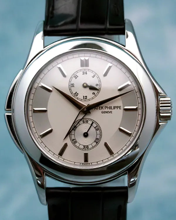 2004 Patek Philippe Calatrava Travel Time 37MM Silver Dial Leather Strap (5134P)